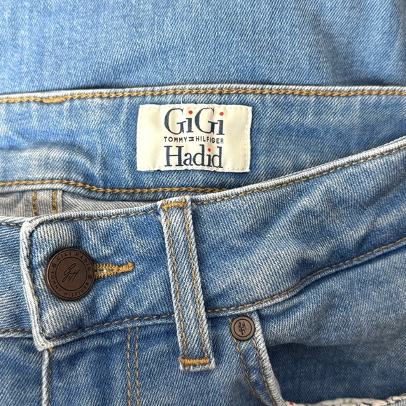 GIGI HADID X TOMMY HILFIGER High Rise Denim 60s Embroidered Patch Skinny Jean 26 - Picture 10 of 13